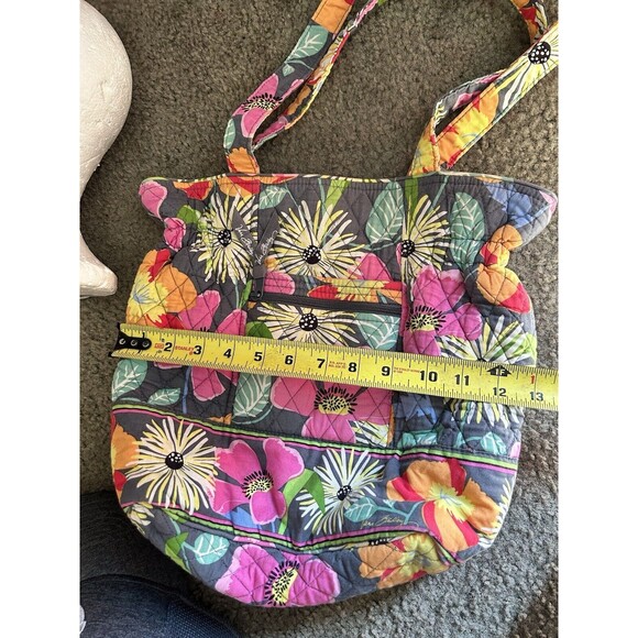 Vera Bradley Large Bag Jazzy Blooms Gray Pink Purse Shoulder Tote Floral Clean - Picture 7 of 7